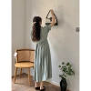 6-UP13 line new quality Korean style V-neck cinched waist puffed sleeve dress summer long dress minimalist style 68282 Specification image